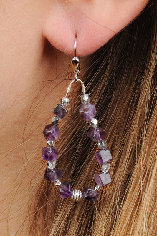 Amethyst Ohrring Würfel Stirnchakra