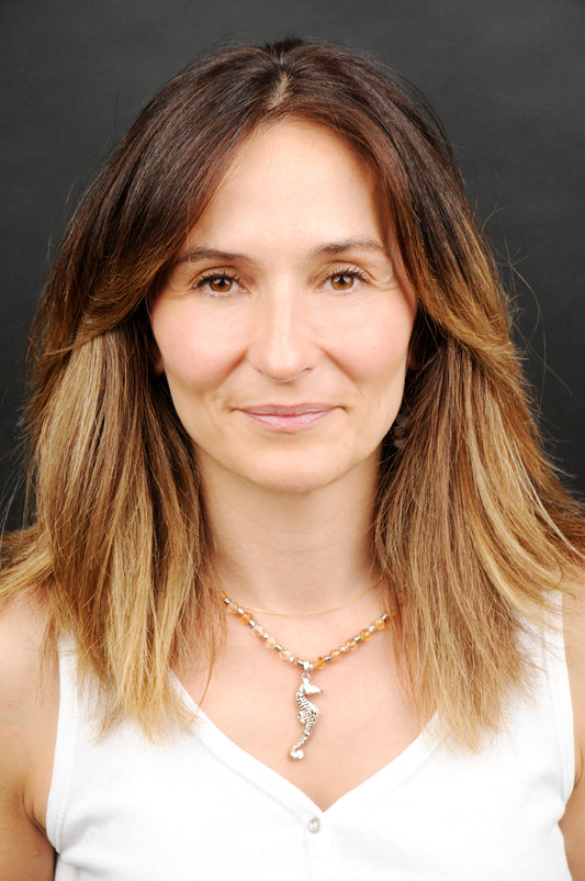 Citrin Energie Kette mit Anhänger Seepferdchen Sterlingsilber 925er rhodiniert Solarplexus Chakra