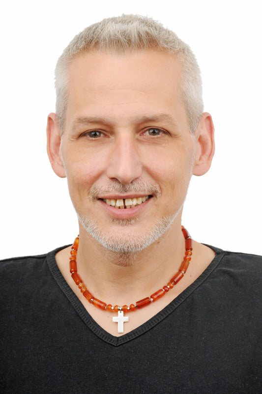 Karneol Energie Kette mit Kreuz silber 925er Sakralchakra