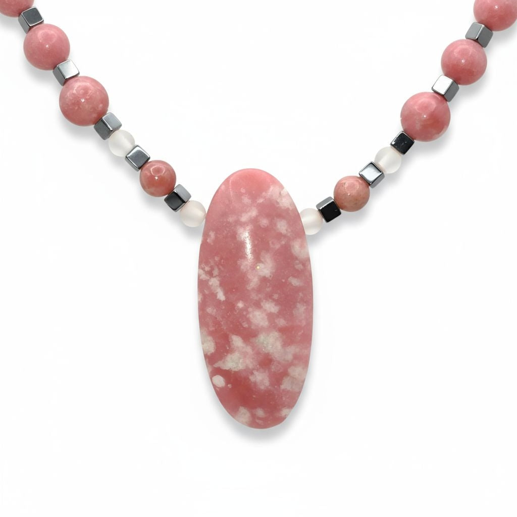 Thulit Energie Kette mit Stein Thulit Herzchakra