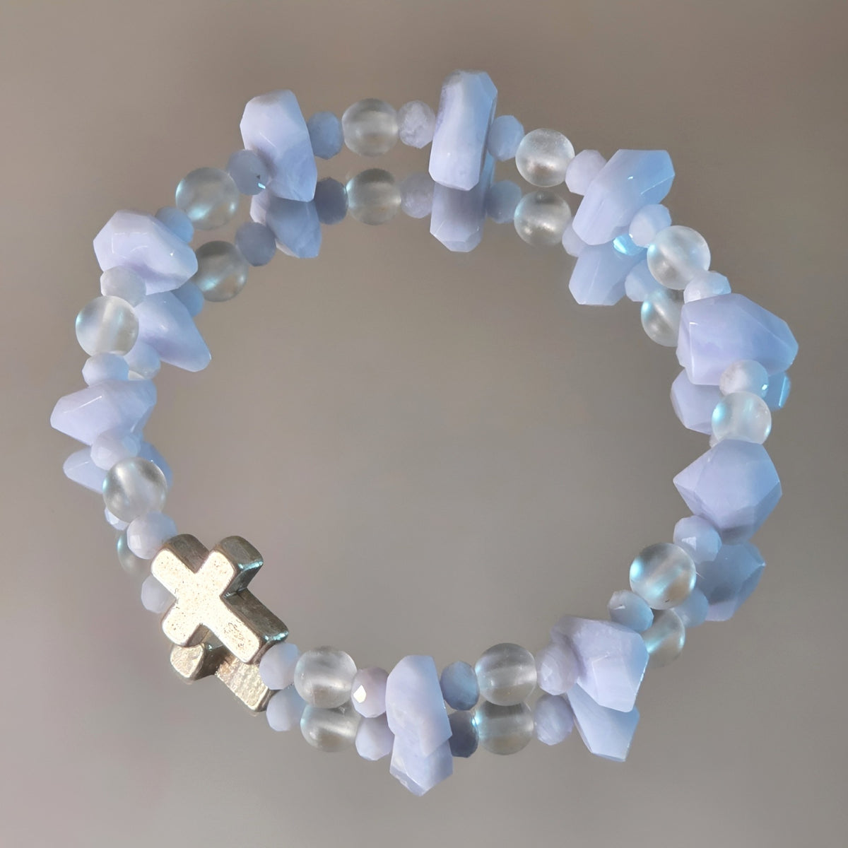 blauer Chalcedon Energie Armband Sonate Halschakra