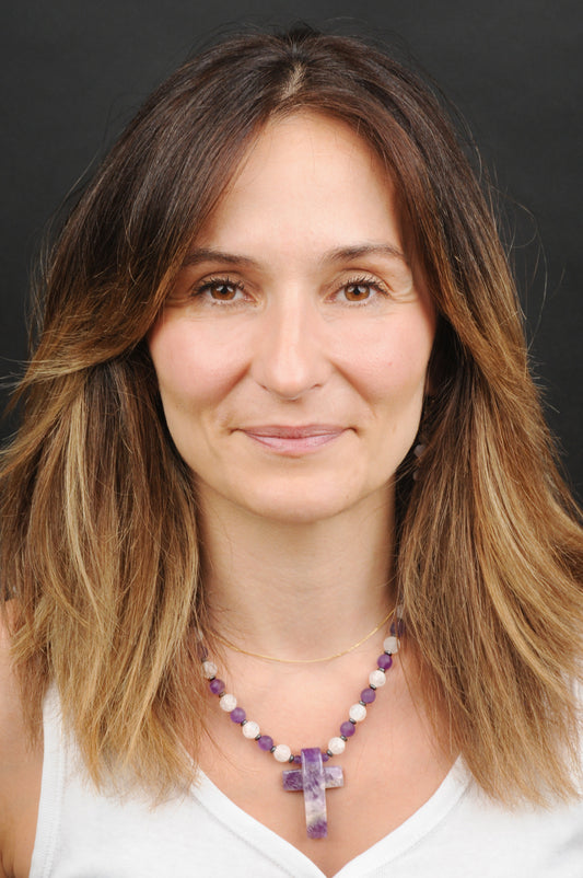 Amethyst Energie Kette mit Kreuz Amethyst Stirnchakra