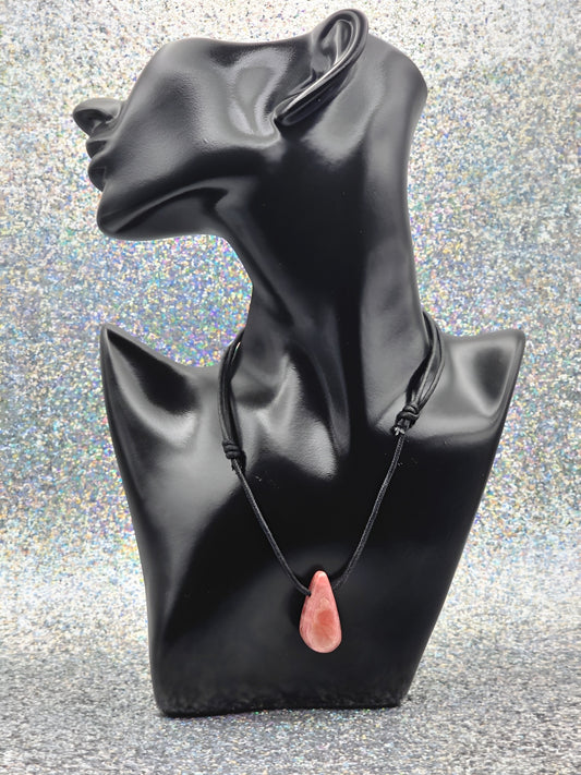 Rhodochrosit Energie Anhänger Tropfen länglich Herzchakra