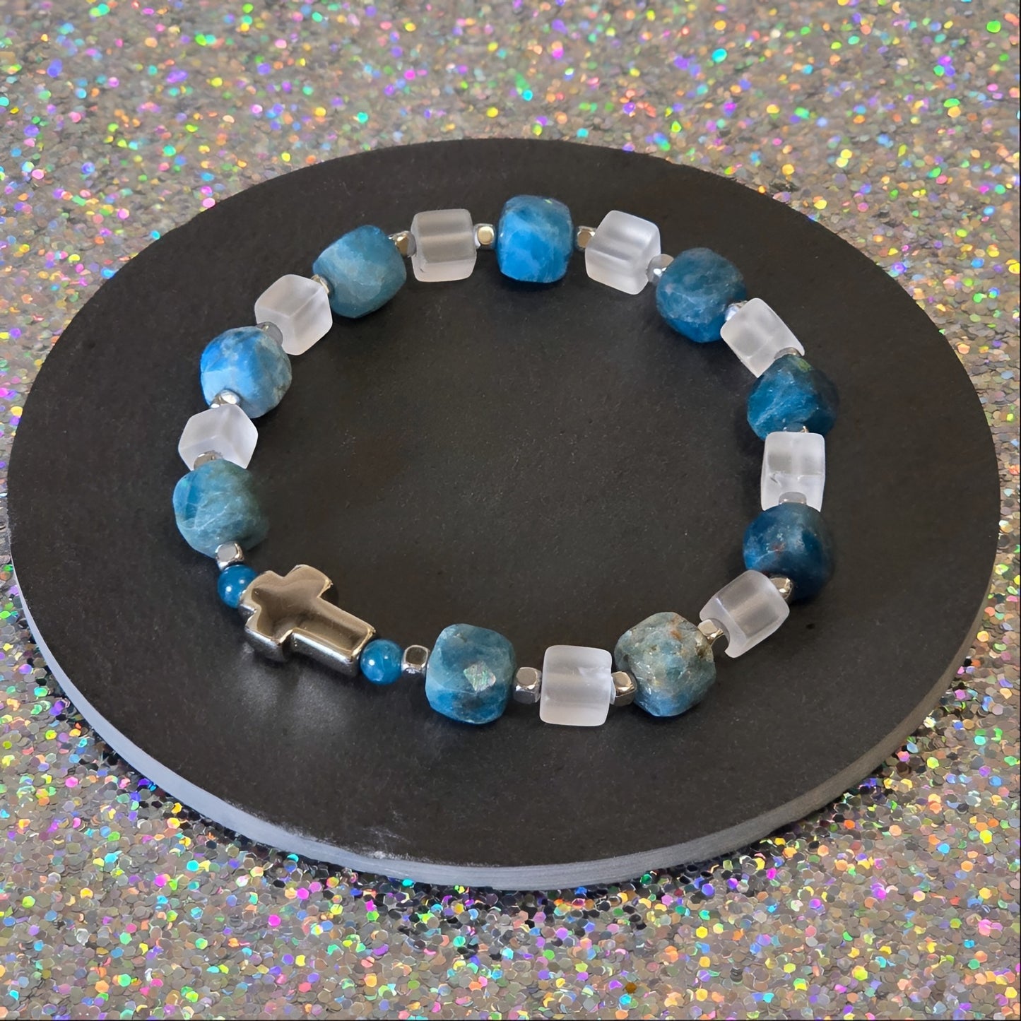 Apatit Energie Armband Blue Sea Halschakra