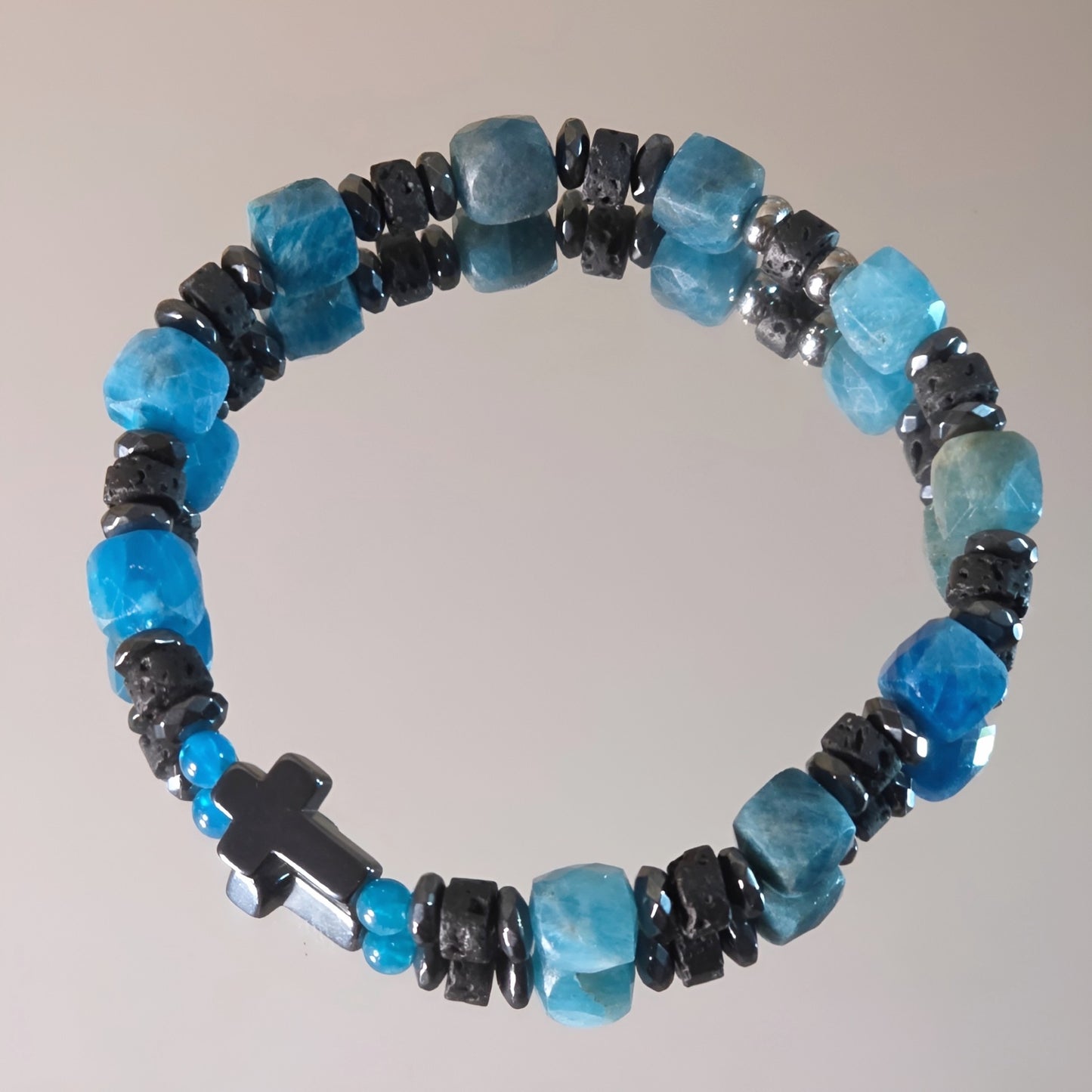 Apatit Energie Armband Blue Wonder Halschakra