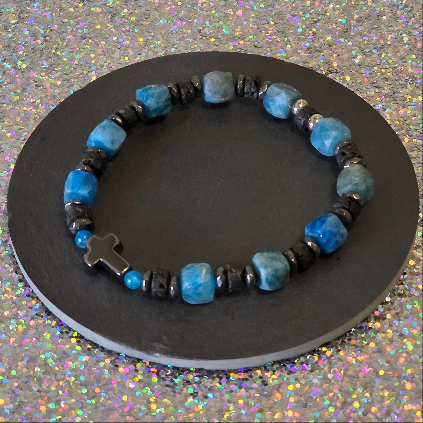 Apatit Energie Armband Blue Wonder Halschakra