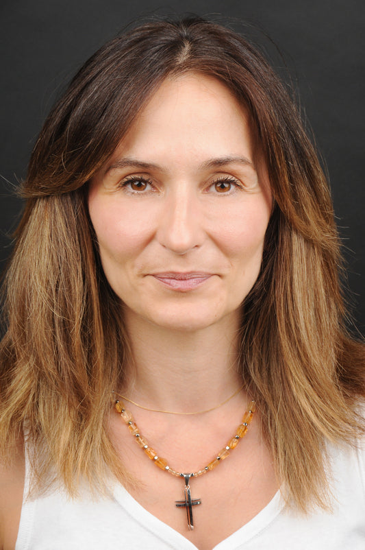 Citrin Energie Kette mit Kreuz Edelstahl Solarplexus Chakra