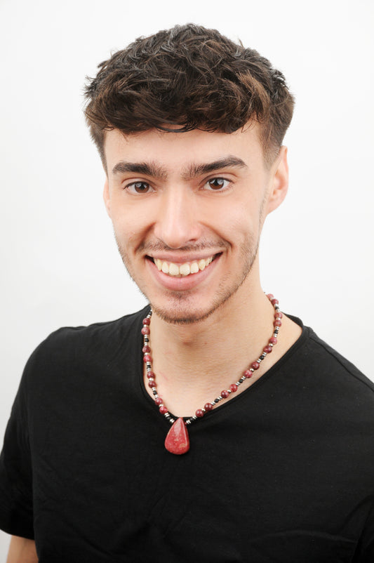 Norwegischer Thulit Energie Kette mit Stein Norwegischer Thulit Herzchakra