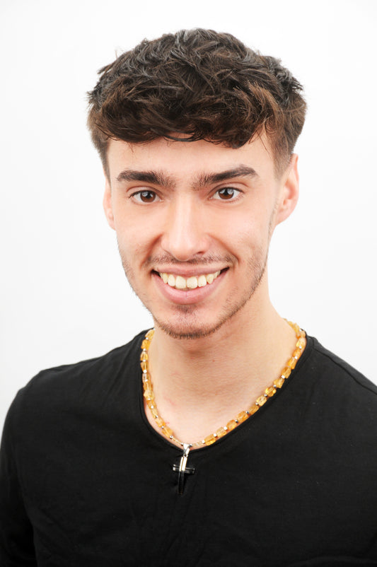 Citrin Energie Kette mit Kreuz Edelstahl Solarplexus Chakra