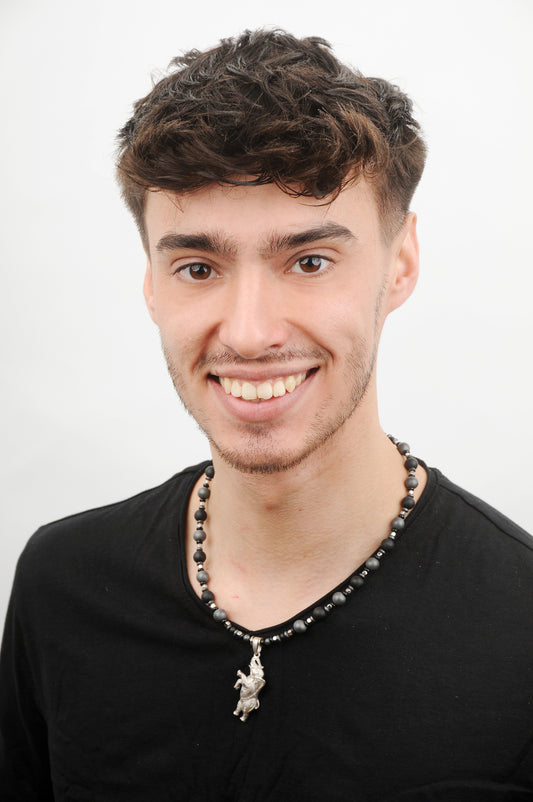 Turmalin Schörl Energie Kette mit Anhänger Elefant Sterlingsilber 925er rhodiniert Wurzelchakra