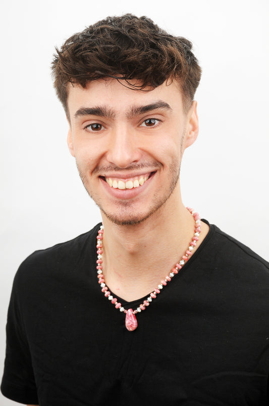 Rhodochrosit Energie Kette mit Stein Rhodochrosit Herzchakra