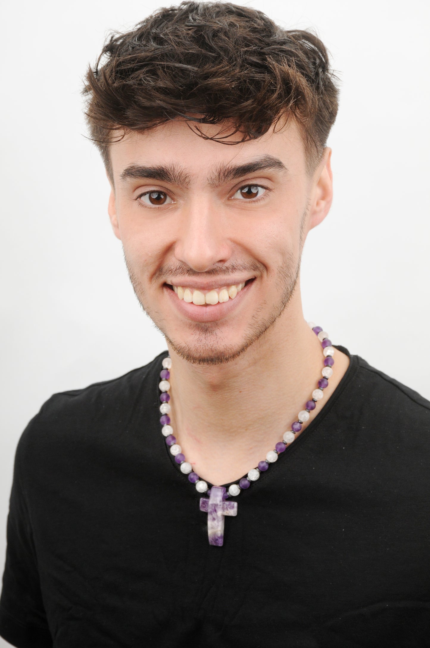 Amethyst Energie Kette mit Kreuz Amethyst Stirnchakra