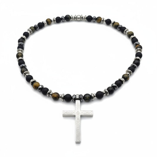 Falkenauge Energie Kette mit Kreuz Edelstahl von der Marke Diesel Stirnchakra