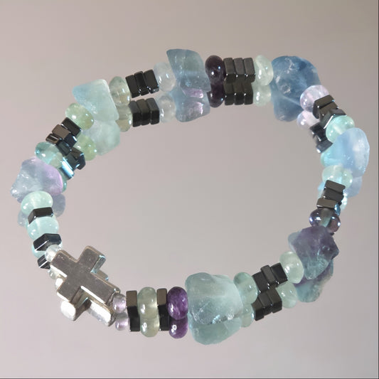 Fluorit Energie Armband Rikibiel Kronenchakra