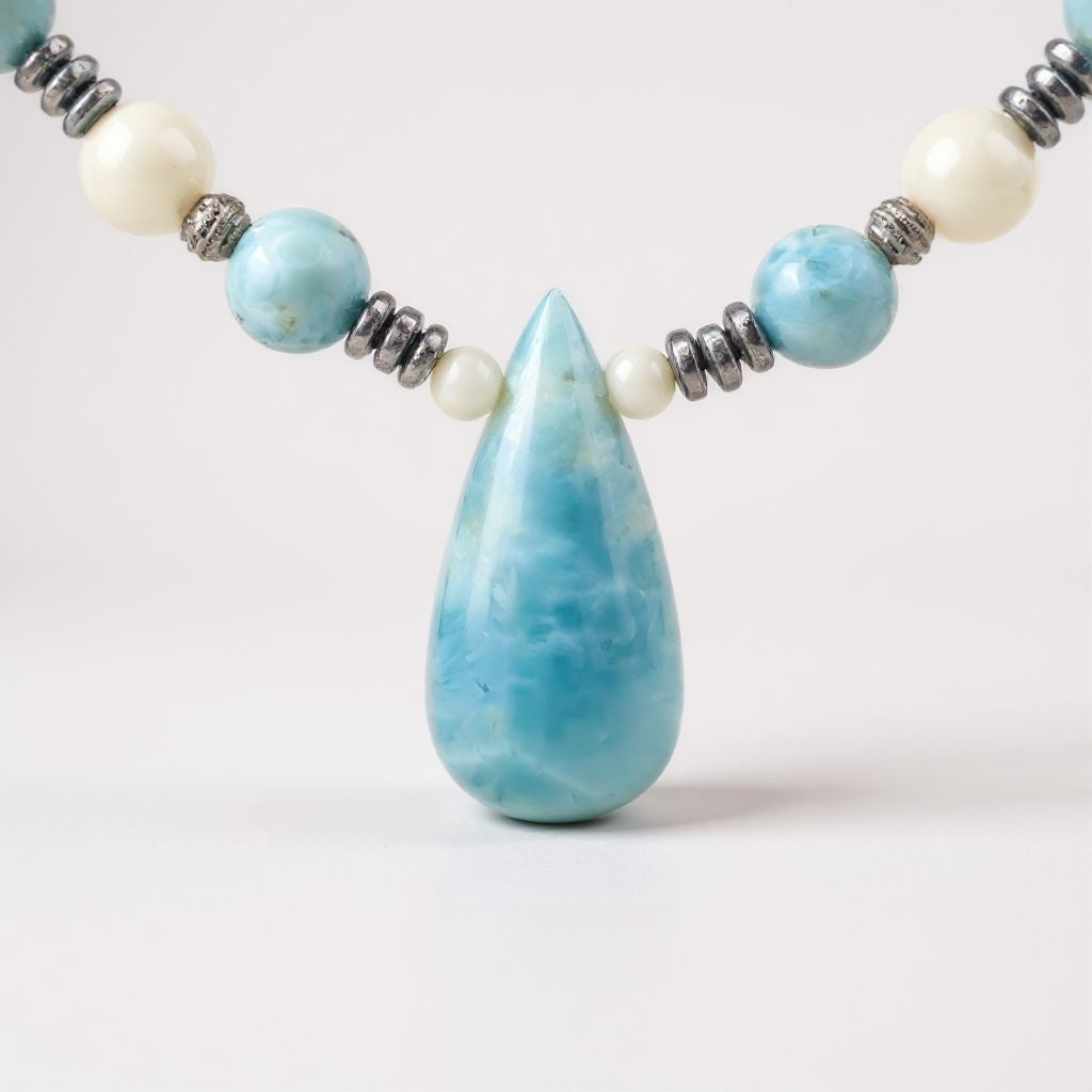 Larimar Energie Kette mit Stein Larimar Halschakra