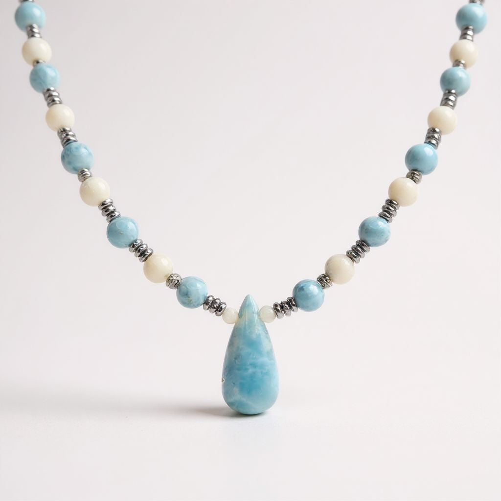 Larimar Energie Kette mit Stein Larimar Halschakra