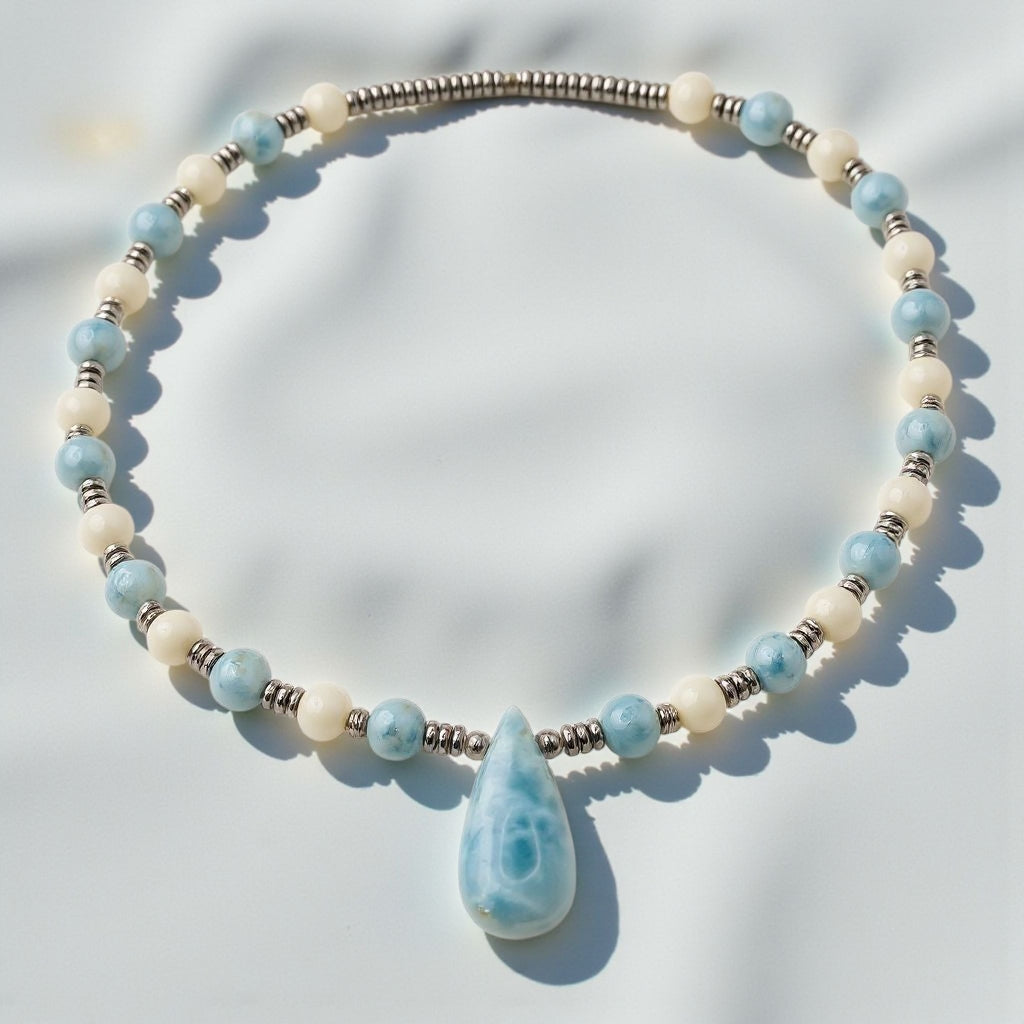 Larimar Energie Kette mit Stein Larimar Halschakra