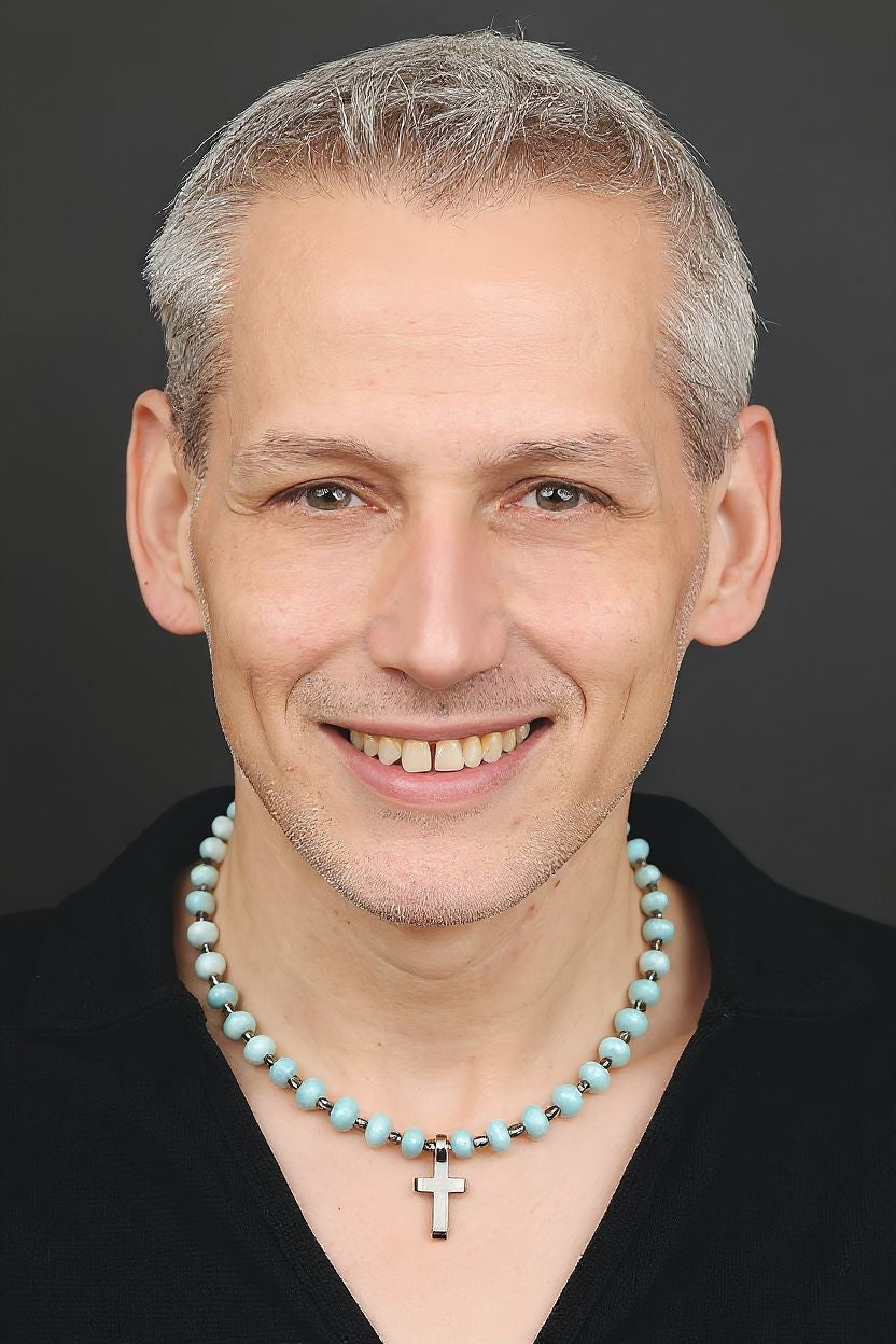 Larimar Energie Kette mit Kreuz Titan Stainless Steel von s. Oliver Halschakra