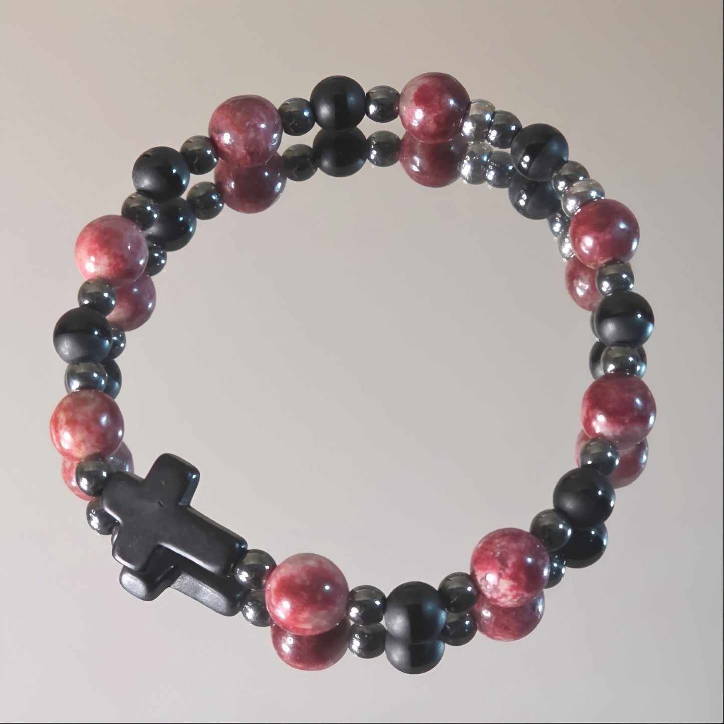 Norwegischer Thulit Energie Armband Nicole Herzchakra