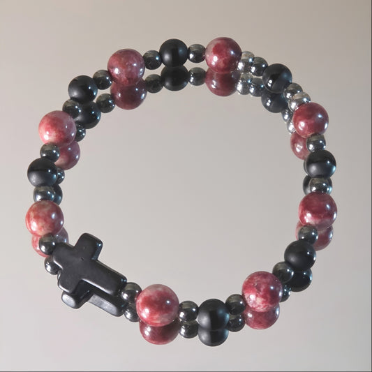 Norwegischer Thulit Energie Armband Nicole Herzchakra