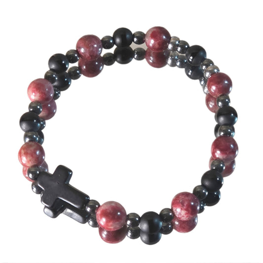 Norwegischer Thulit Energie Armband Nicole Herzchakra