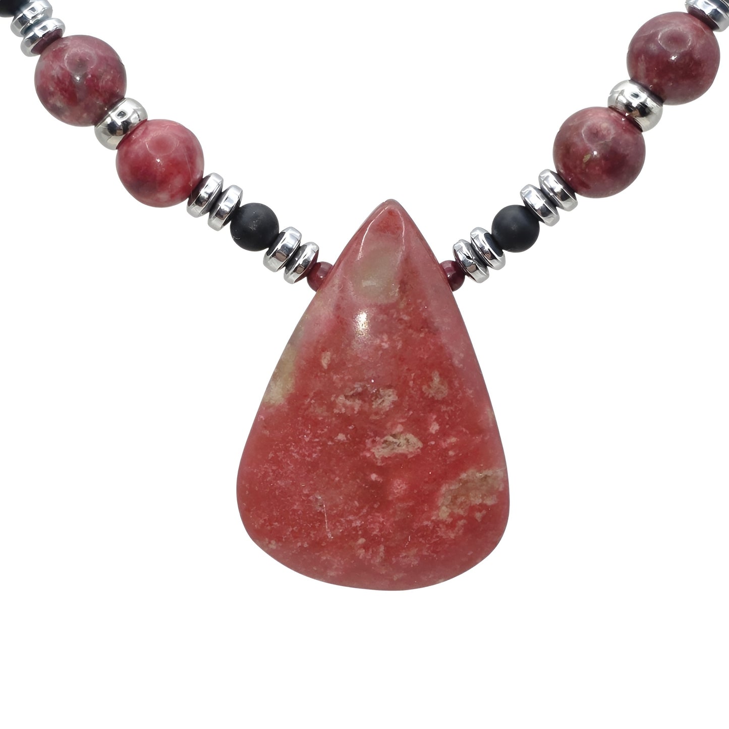 Norwegischer Thulit Energie Kette mit Stein Norwegischer Thulit Herzchakra