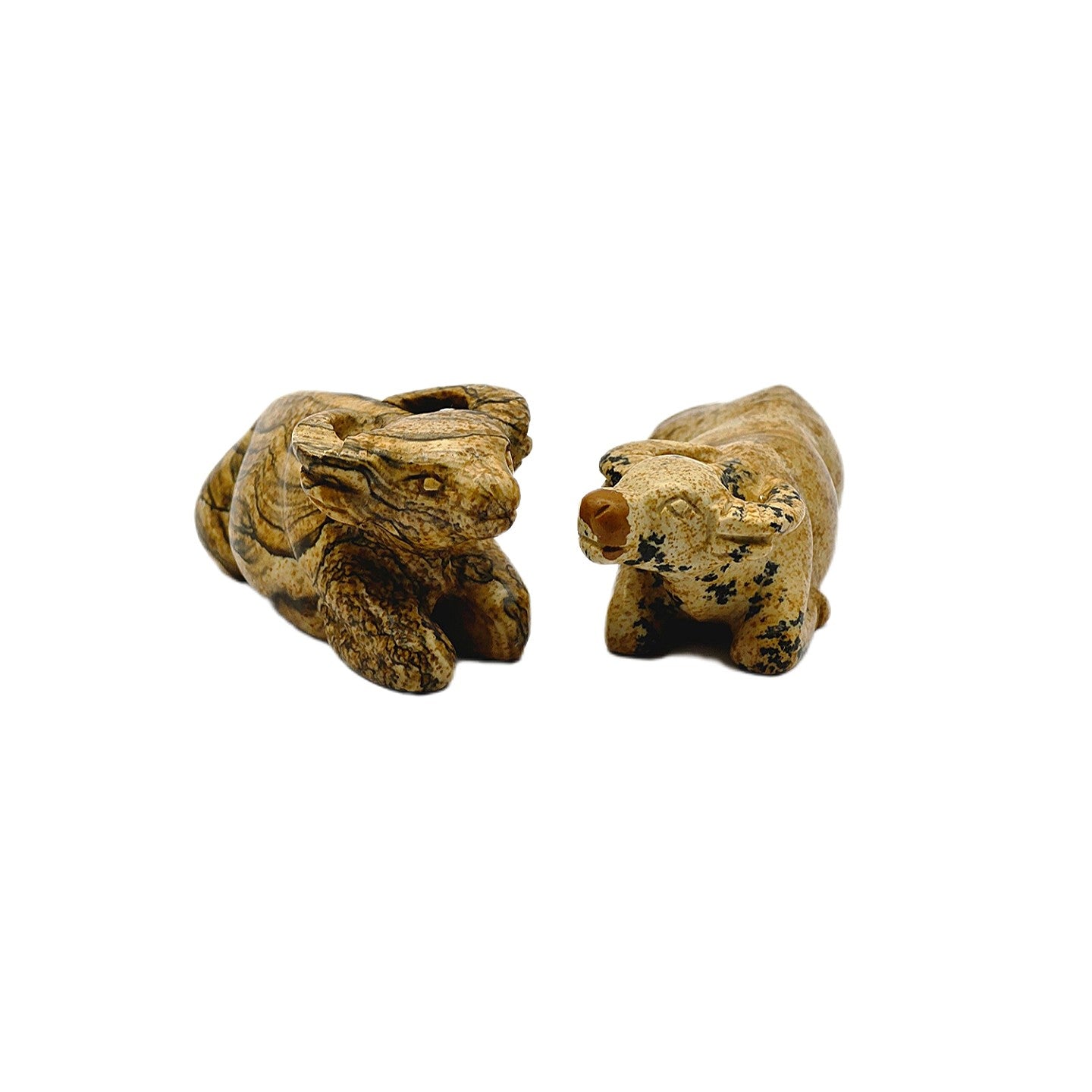 Chinesisches Sternzeichen Ochse – aus Landschaftsjaspis Solarplexus- und Herzchakra