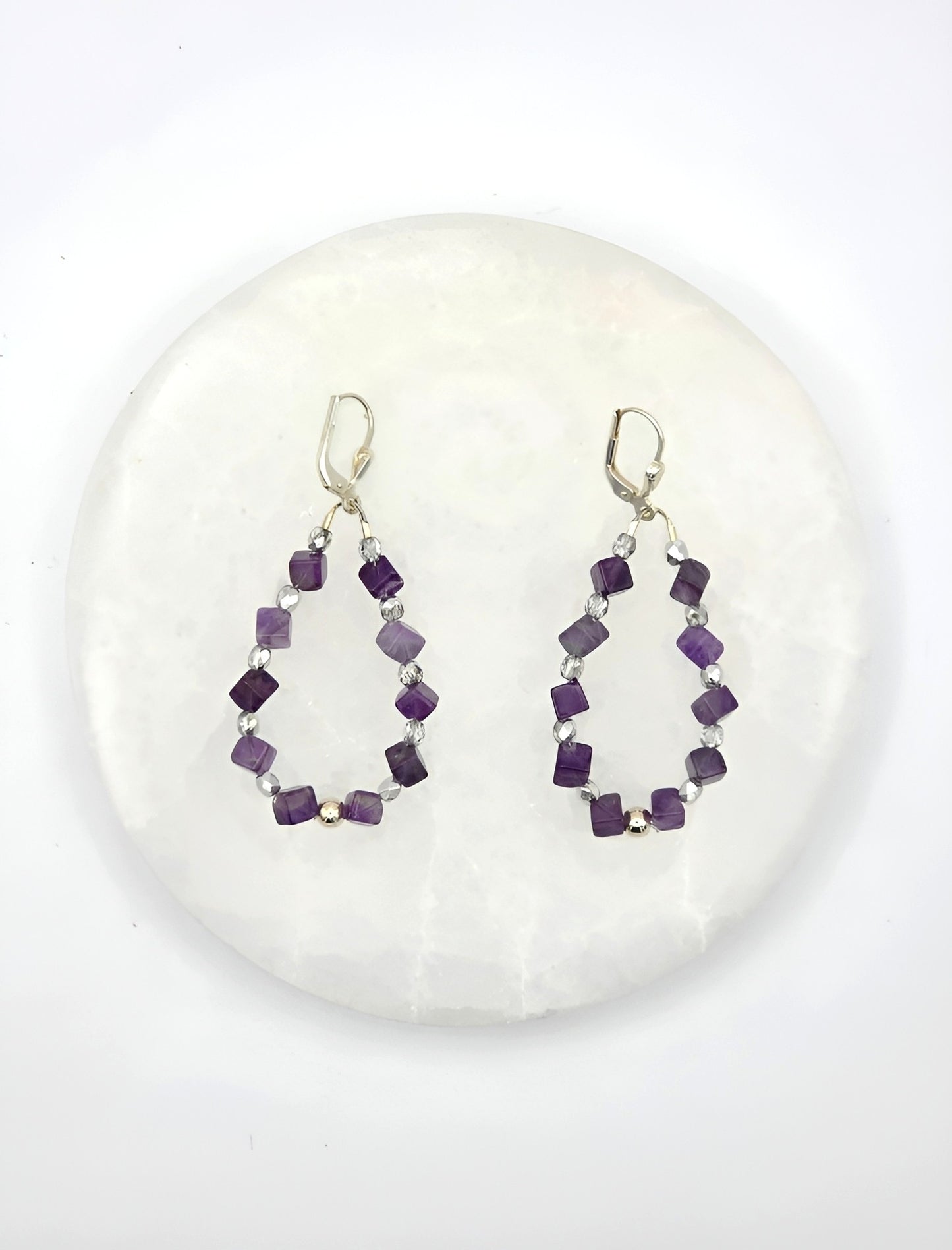 Amethyst Ohrring Würfel Stirnchakra