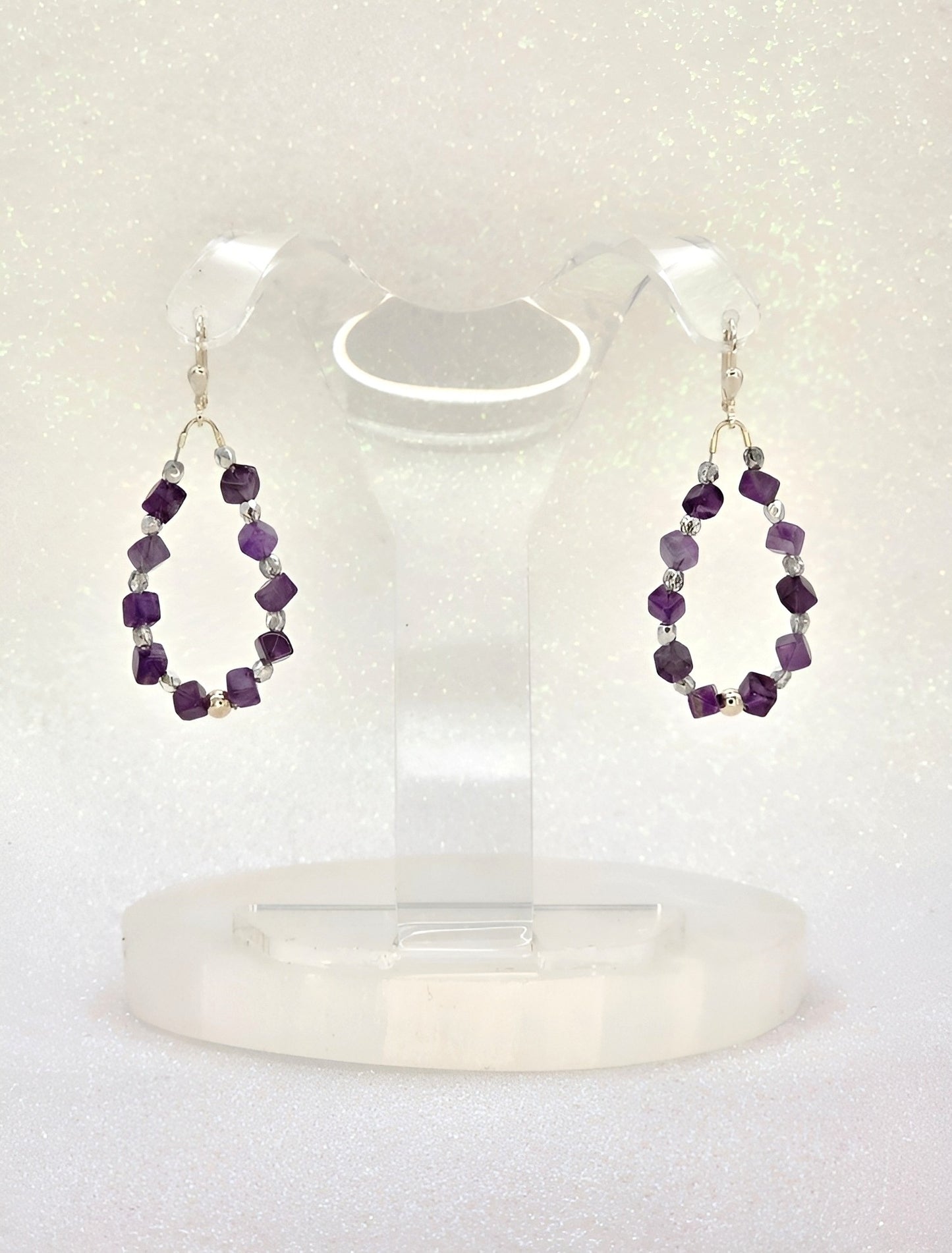 Amethyst Ohrring Würfel Stirnchakra