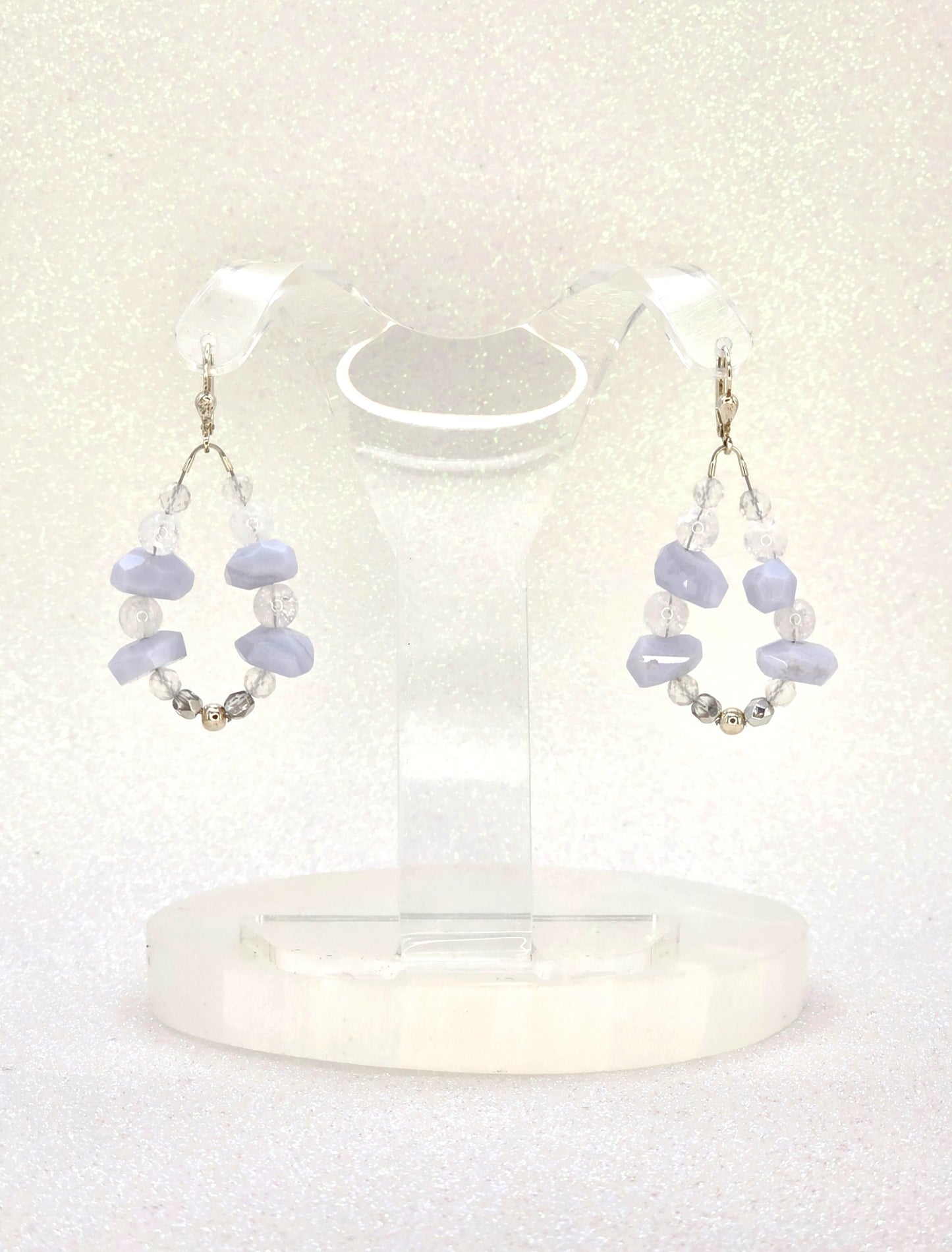 blauer Chalcedon Ohrring Halschakra