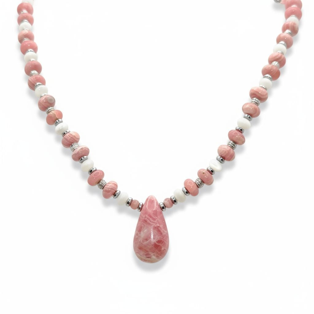 Rhodochrosit Energie Kette mit Stein Rhodochrosit Herzchakra