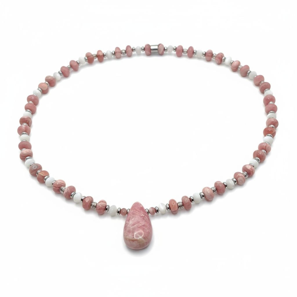Rhodochrosit Energie Kette mit Stein Rhodochrosit Herzchakra