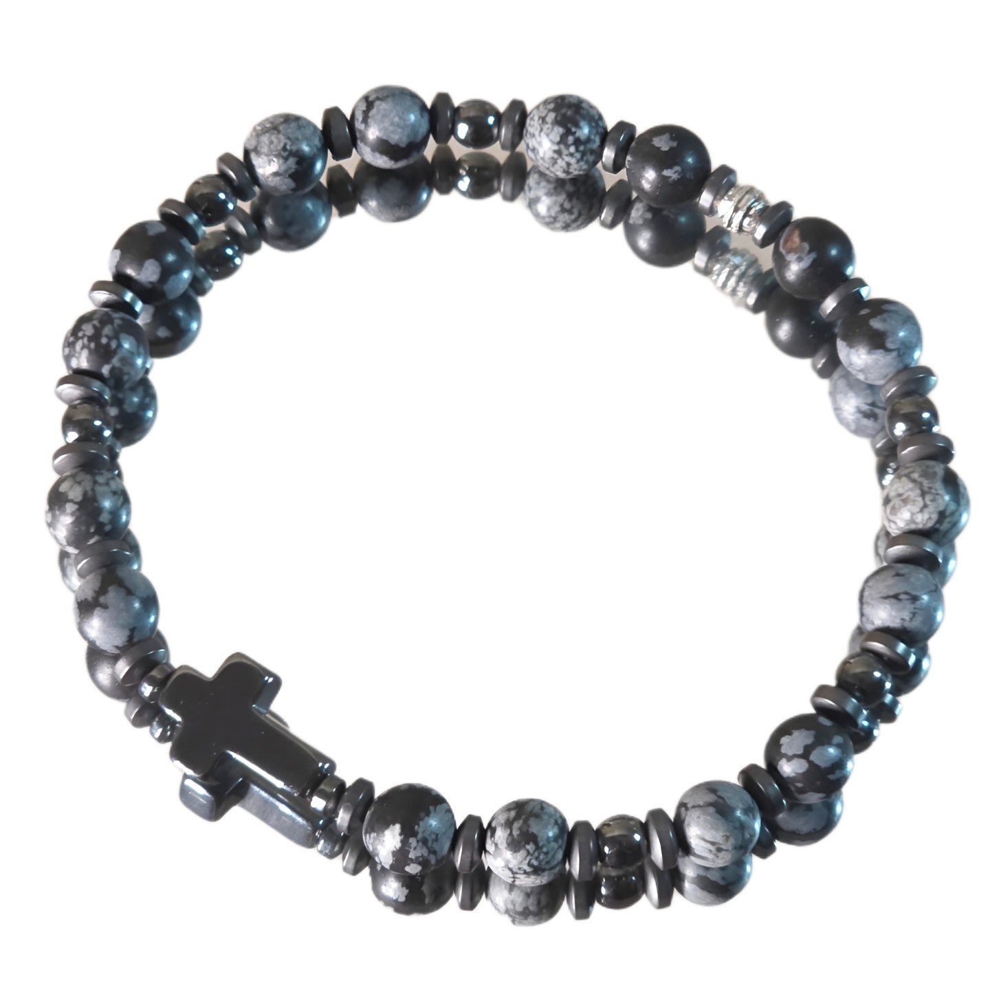 Schneeflocken Obsidian Energie Armband Elsa Wurzelchakra