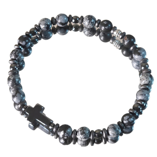 Schneeflocken Obsidian Energie Armband Elsa Wurzelchakra