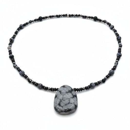 Schneeflocken Obsidian Energie Kette mit Stein Schneeflocken Obsidian Wurzelchakra