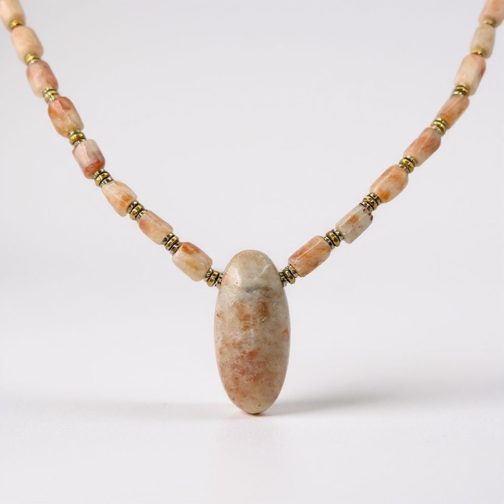 Sonnenstein Energie Kette mit Stein Sonnenstein Solarplexus Chakra