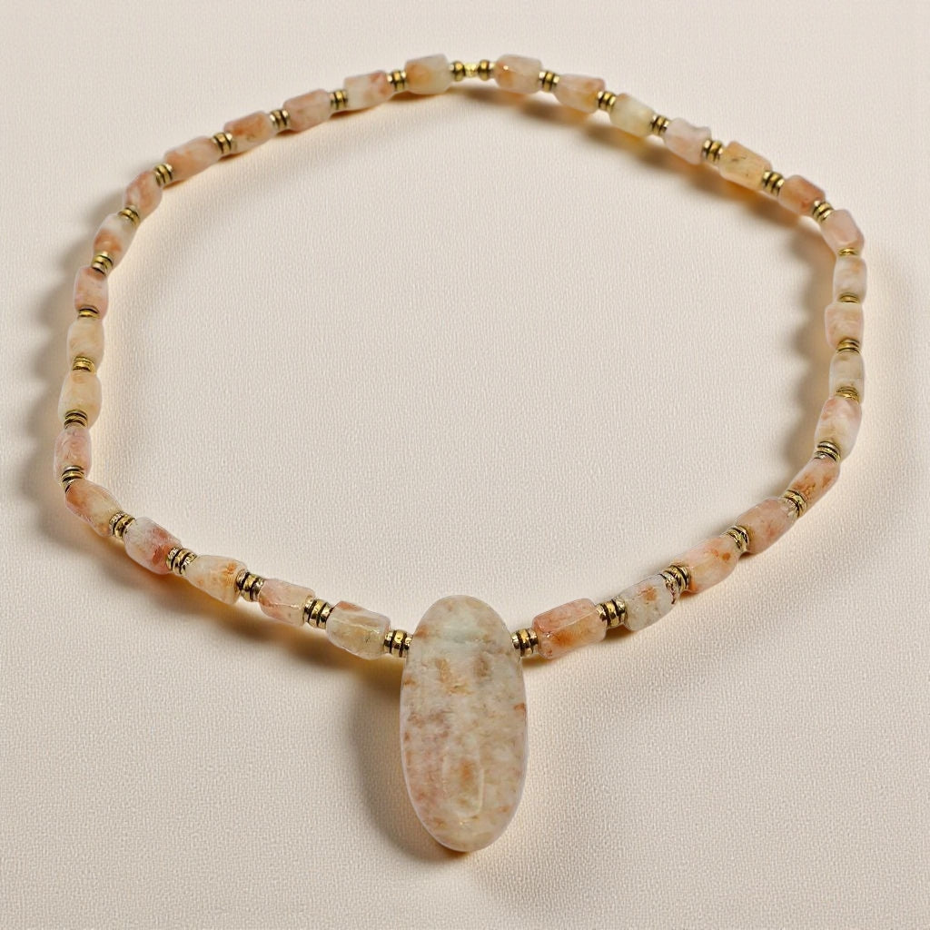 Sonnenstein Energie Kette mit Stein Sonnenstein Solarplexus Chakra