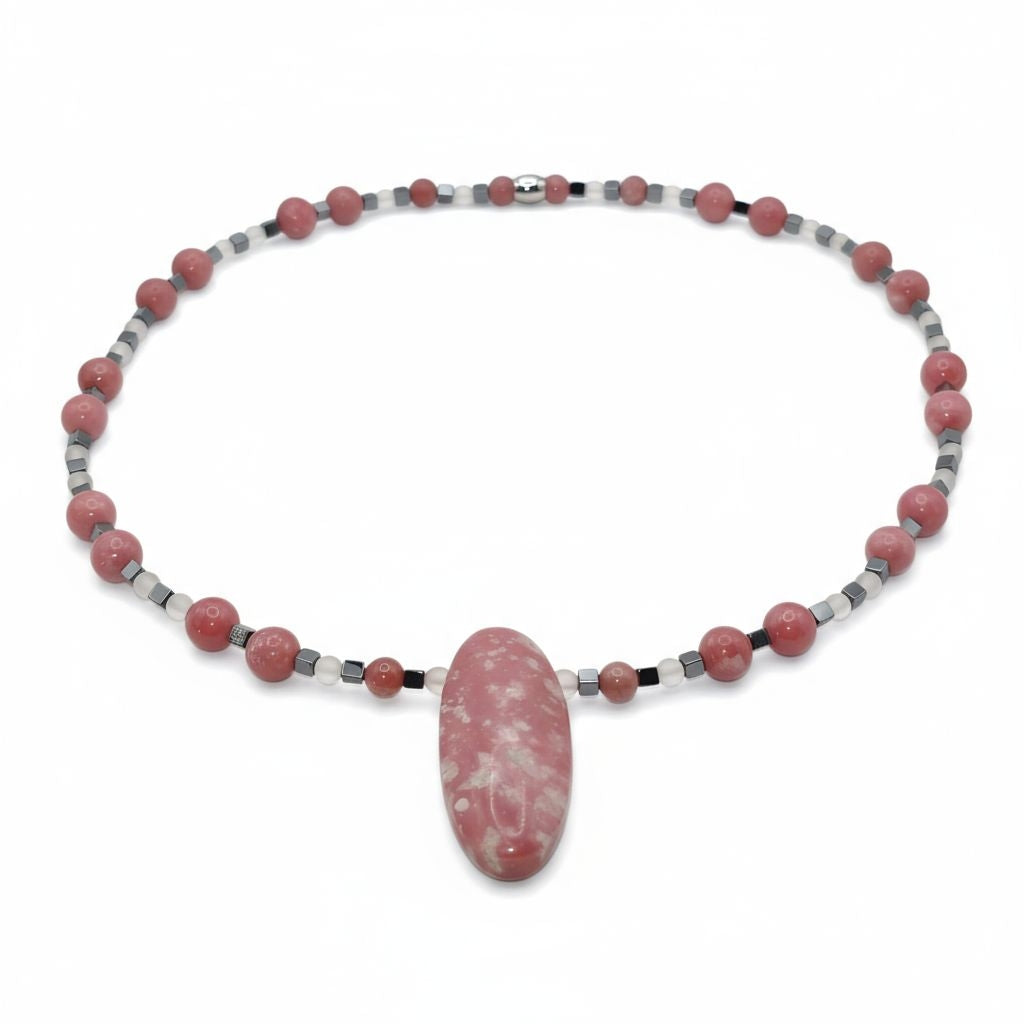 Thulit Energie Kette mit Stein Thulit Herzchakra