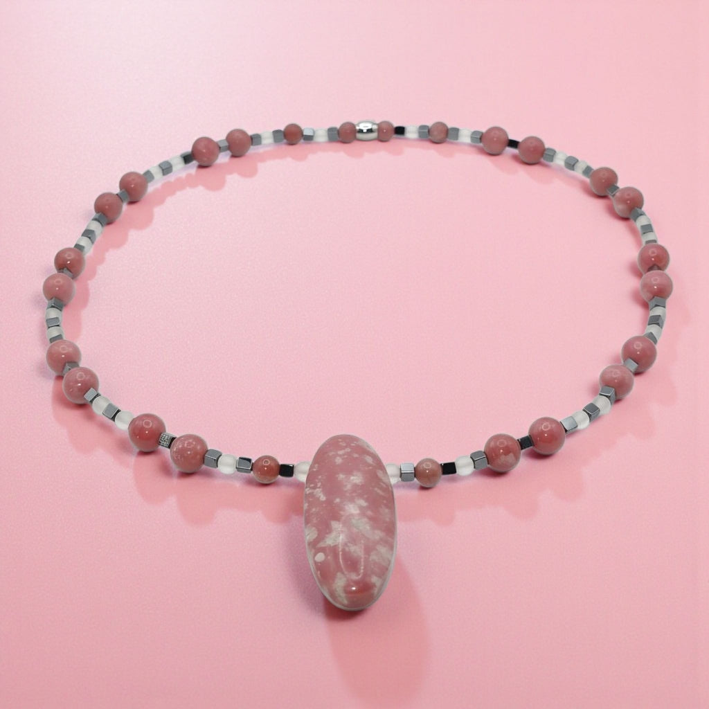 Thulit Energie Kette mit Stein Thulit Herzchakra