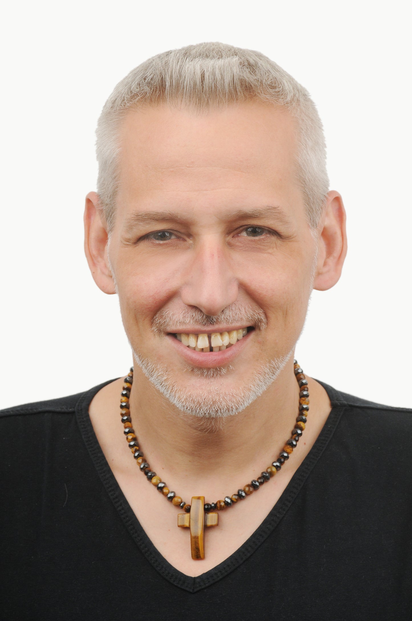 Tigerauge Energie Kette mit Kreuz Tigerauge Solarplexus Chakra