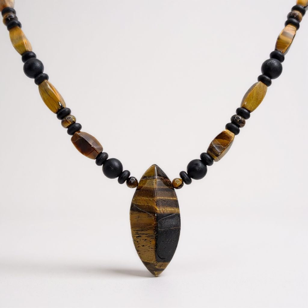 Tigerauge Energie Kette mit Stein Tigerauge Solarplexus Chakra