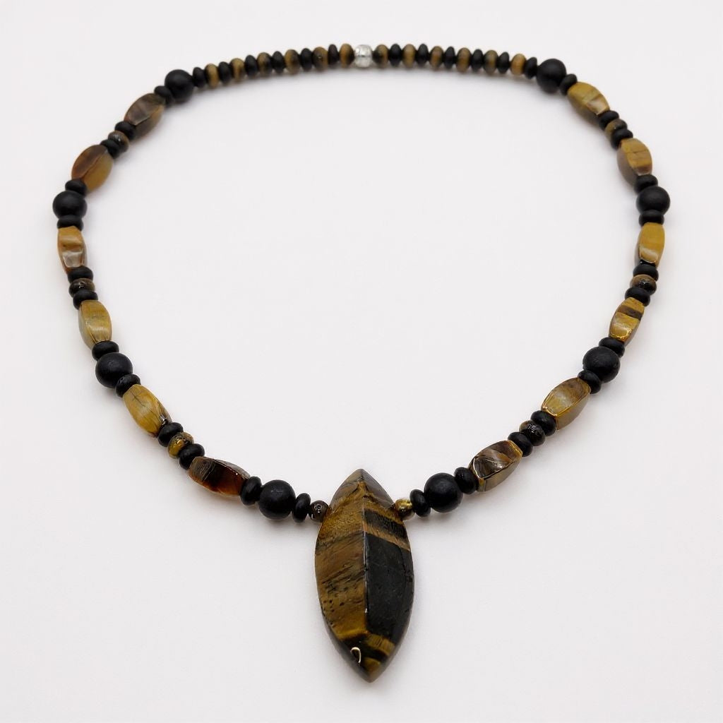 Tigerauge Energie Kette mit Stein Tigerauge Solarplexus Chakra