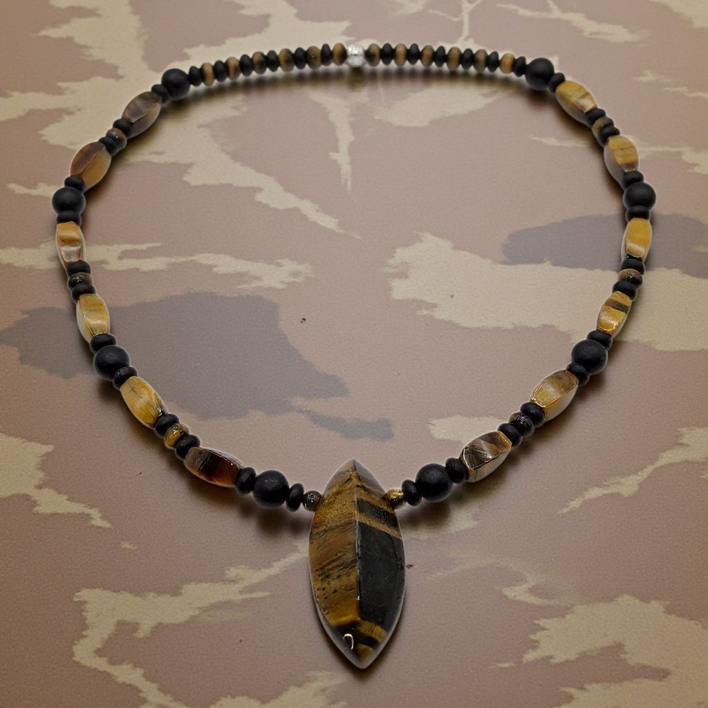 Tigerauge Energie Kette mit Stein Tigerauge Solarplexus Chakra