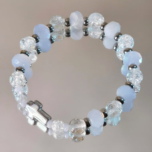 blauer Chalcedon Energie Armband Allegretto Halschakra