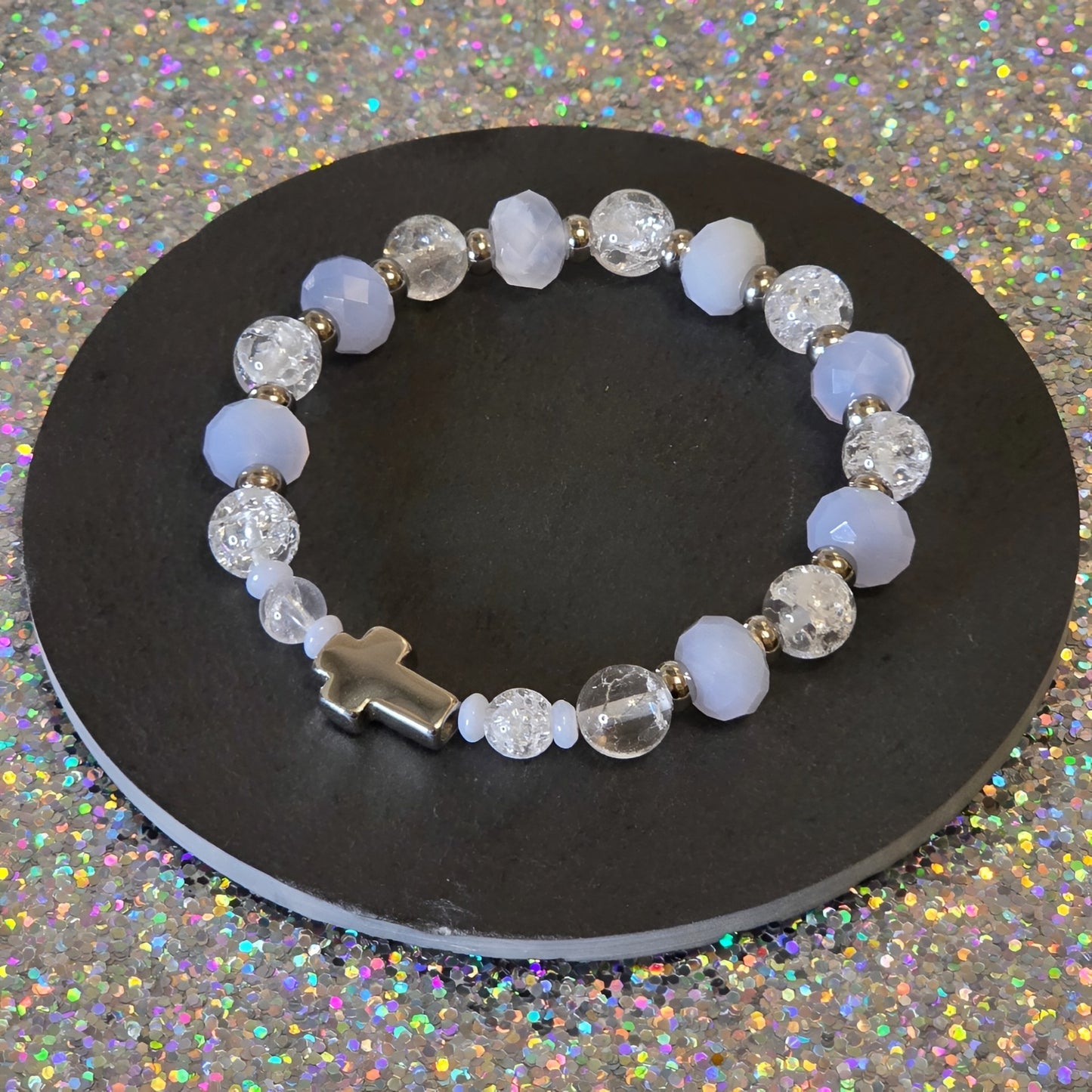 blauer Chalcedon Energie Armband Allegretto Halschakra