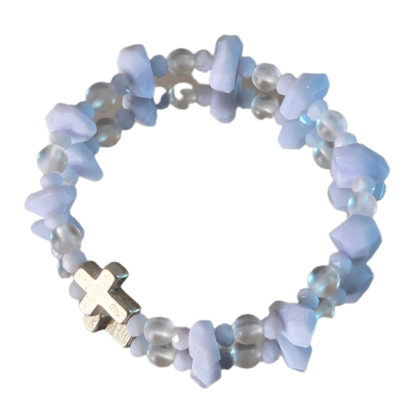 blauer Chalcedon Energie Armband Sonate Halschakra