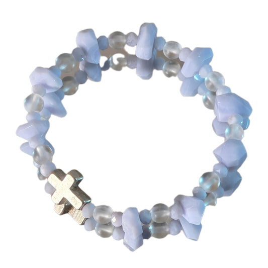 blauer Chalcedon Energie Armband Sonate Halschakra